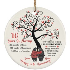 Personalized Happy Anniversary Ornament Funny Bear Couple Love Marriage Gift