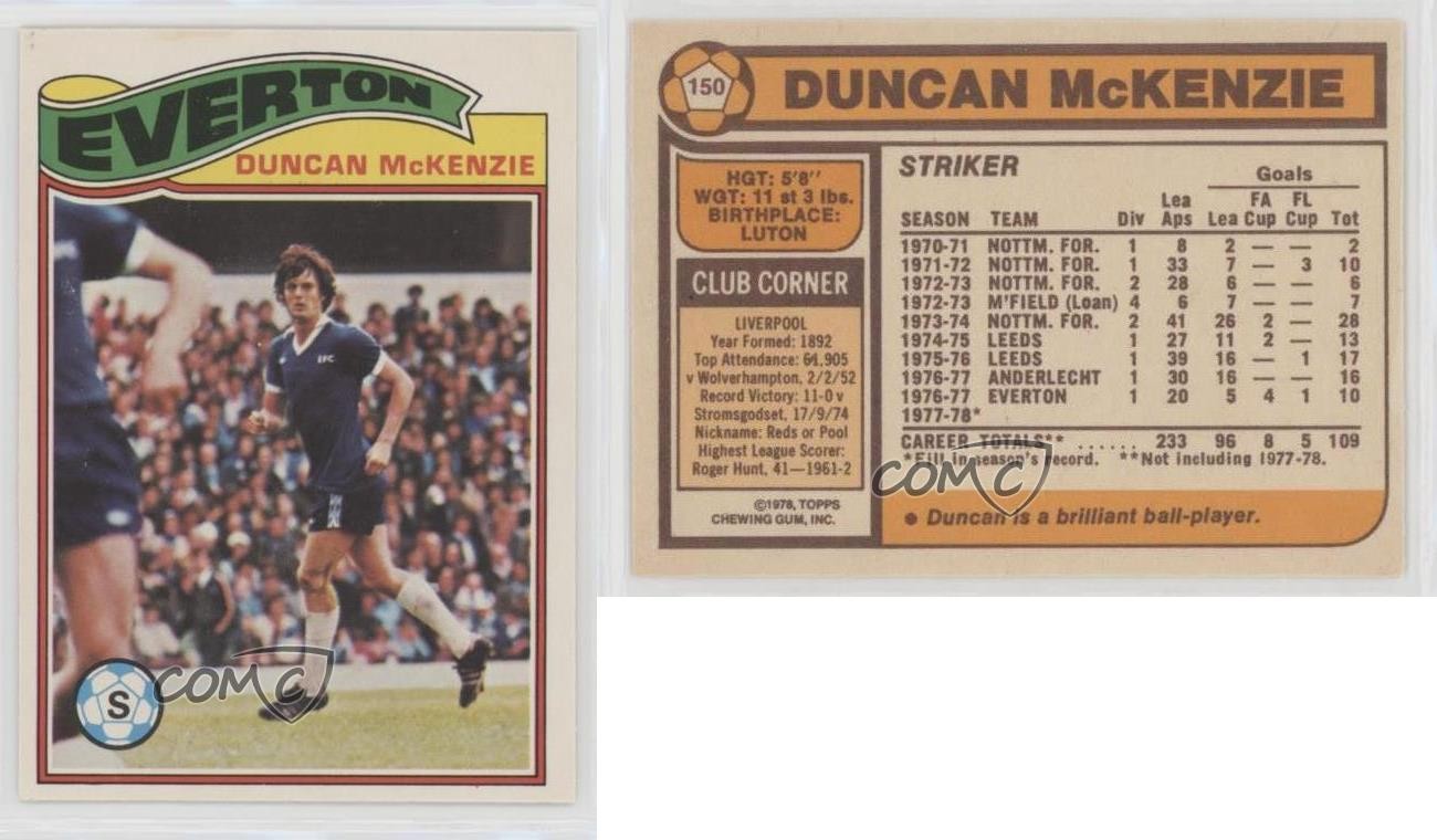 1978-79 Topps English Footballers Duncan McKenzie #150 Rookie RC 0b3