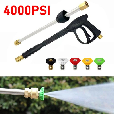 #ad 4000PSI High Pressure Power Washer Spray Gun Wand Lance Nozzle Tips Hose Kit M22 $27.99