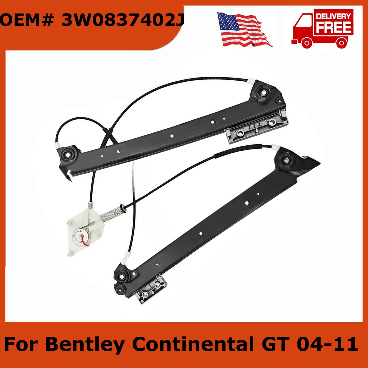 For Bentley Continental GT Coupe Front Right Door Window Regulator 3W0837402J US