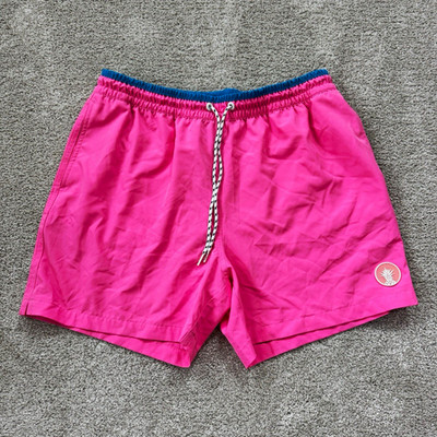 Chubbies Men's L Pink/Blue Swim Trunks 5.5'' Inseam Pineapple Drawstring