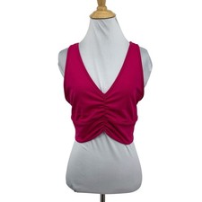 Alo Yoga Sports Bra Womens L Large Valentine Wild Thing V Neck Ruched Wide Strap