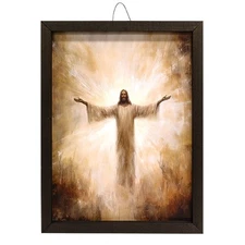 NEW PRIMITIVE Farmhouse JESUS OPEN ARMS Picture Print 17"x13" BOX STYLE Framed