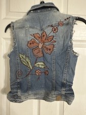 Womens Size Small Guess Premium Embroidered Jean Sleeveless Vest Vintage