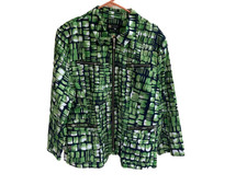 Toni Morgan Xl Jacket  Full Zip Five Zippers Tile Green New Vintage