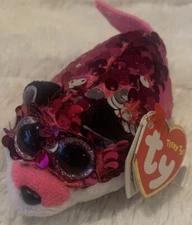 TY TEENY TY'S "JEWEL" Pink Fox 5" Plush FLIPPABLES SEQUINS ~NEW WITH TAGS