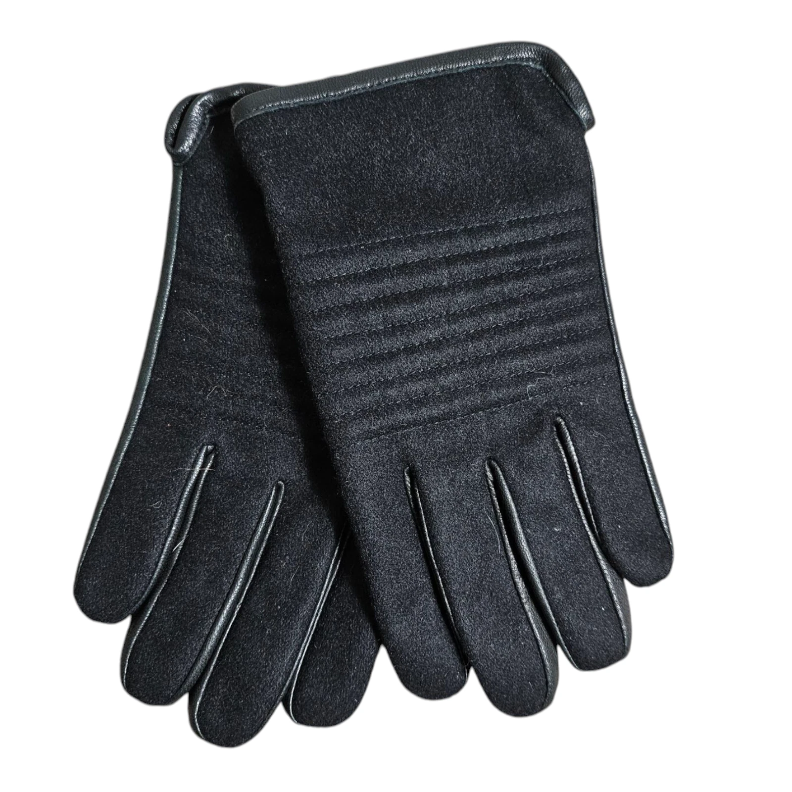 Calvin Klein Black Men's Melton Faux-Leather Touchscreen Gloves|Medium