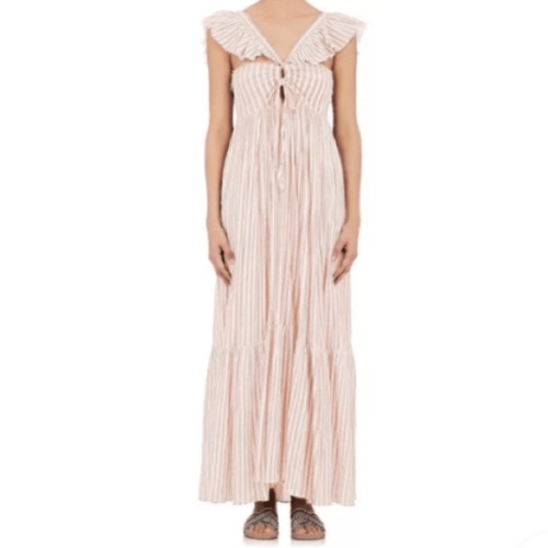 Maxi Vestido Ulla Johnson Ariana Rosa Blanco 100% Algodón Reversible Talla 2 - Imagen 2 de 8