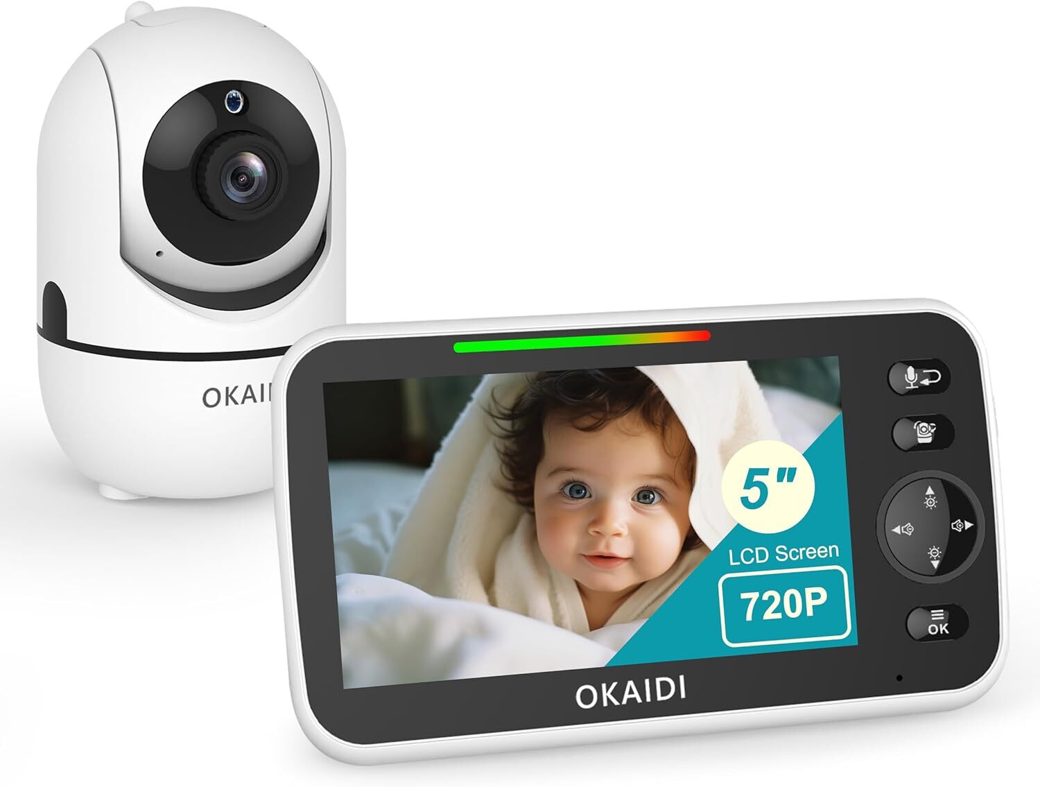 720P HD Baby Monitor, 5 Inch Monitor with Camera and Audio, OD8050