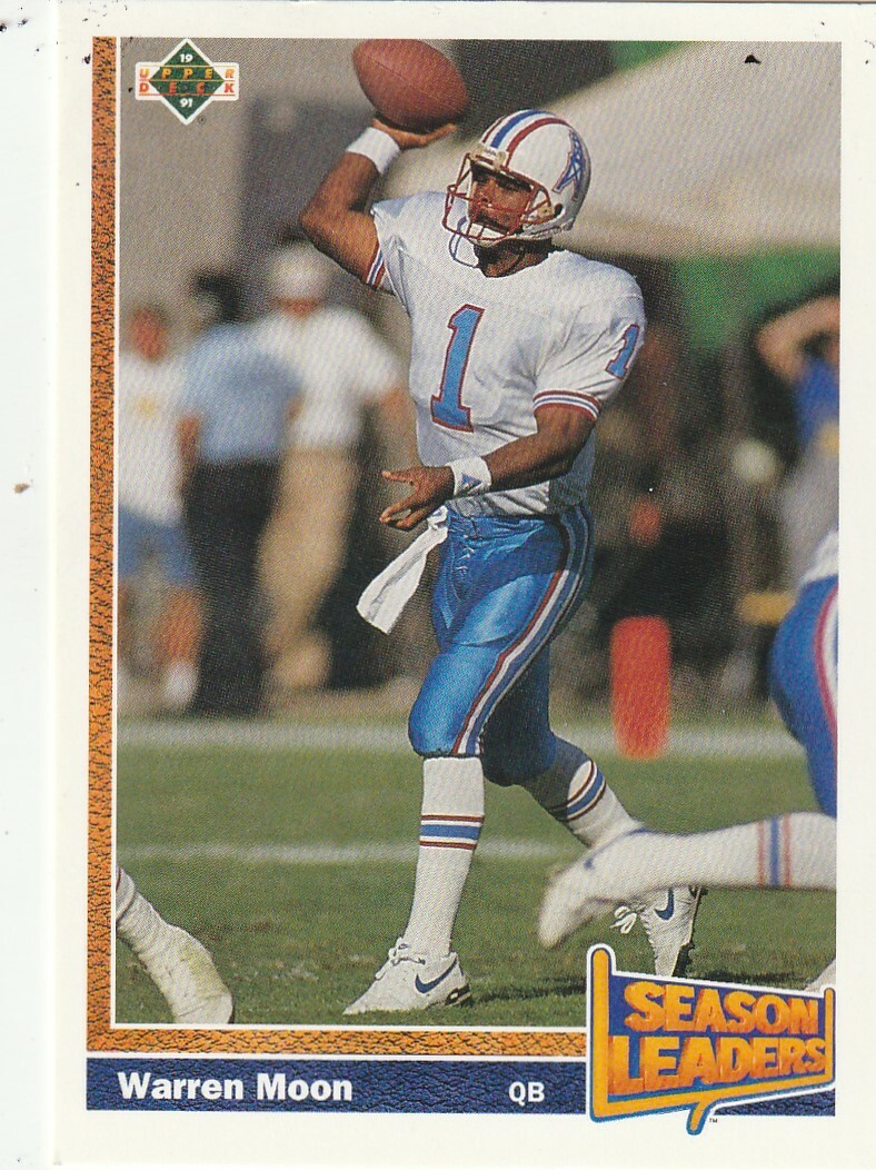FREE SHIPPING-MINT-1991 Upper Deck Houston Oilers #403 Warren Moon SEASON LEADER