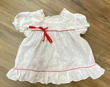 VINTAGE ALEXIS BABY WHITE DRESS SIZE 12 MONTHS MADE IN USA PERFORATED