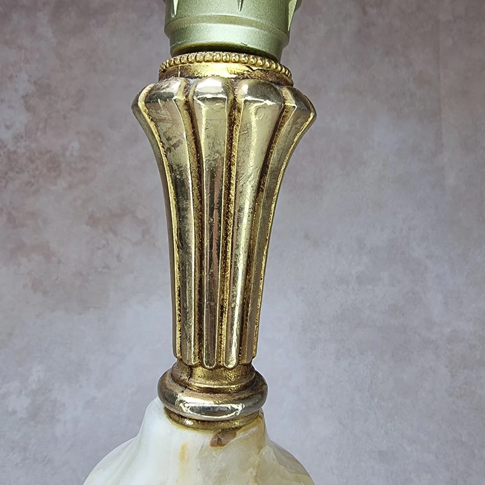Pied de lampe en onyx avec socle en métal doré - Design vintage - Photo 4/4