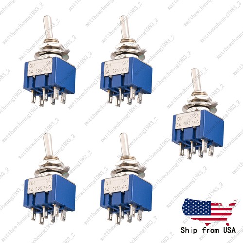 5x DPDT Guitar Mini Toggle Switch 2 Position ON/ON 6 PIN Car/Boat ...