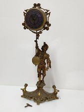 Orologio Da Tavola In Bronzo Antico Con Orologio A Pendolo