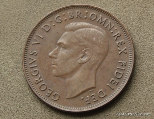 1950 PENNY CRACKED OBVERSE PREDECIMAL ERROR COIN AUSTRALIA KANGAROO #F7G6 - Picture 4 of 11