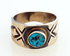 Native American Navajo Handmade Sterling Silver with Turquoise Ring Size 5