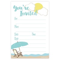 Beach Theme Fill In Invitations - Any Occassion (birthday Retirement Party Su... on sale Beach Theme Fill In Invitations - Any Occassion (birthday Retirement Party Su... on sale