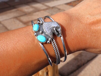 Navajo Türkis Armband signiert Gishal Sterlingsilber Schmuck Damengröße 6,5