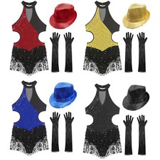Women Dresses Competition Leotard And Gloves Latin Bodysuit With Hat Salsa