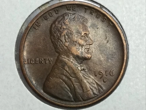 1916-S Lincoln Cent in extra fine plus