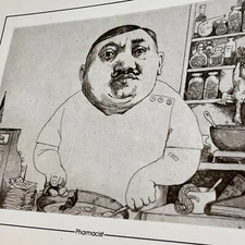 Charles Bragg Vtg Print Pharmacist Drug Store Dr Medicine Pharmacy Art Humor