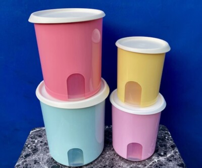 Tupperware One Touch Reminder Set of 4-pc. Canister Set/ With New