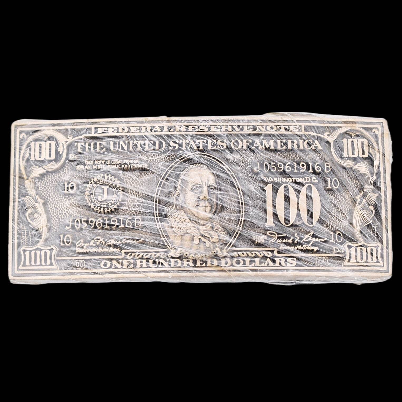 Solid Brass 100 Dollar Bill Benjamin Money 1980s Vintage Belt Buckle