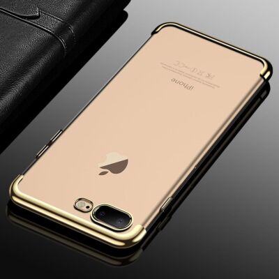 Handy Hülle Schutz für Apple iPhone 7 / 8 Plus Durchsichtig Transparent Gold Neu