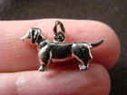 Vintage 1970s DACHSHUND Sterling Silver 3D Bracelet Charm, Jump Ring