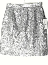 VON VONNI WOMENS SILVER METALLIC MINI SHORT SKIRT XS EXTRA SMALL  2 4  NWT NEW