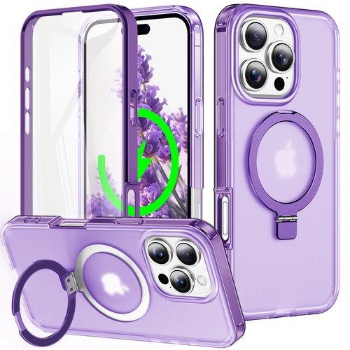 MagSafe Slim Handyhülle für iPhone 16 Pro Max 15 14 13 Matt Ring Ständer Cover - Bild 3 von 13