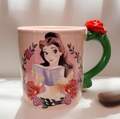 NEW Disney Beauty & The Beast Princess Belle DREAMS IN BLOOM Mug~3D Rose Handle