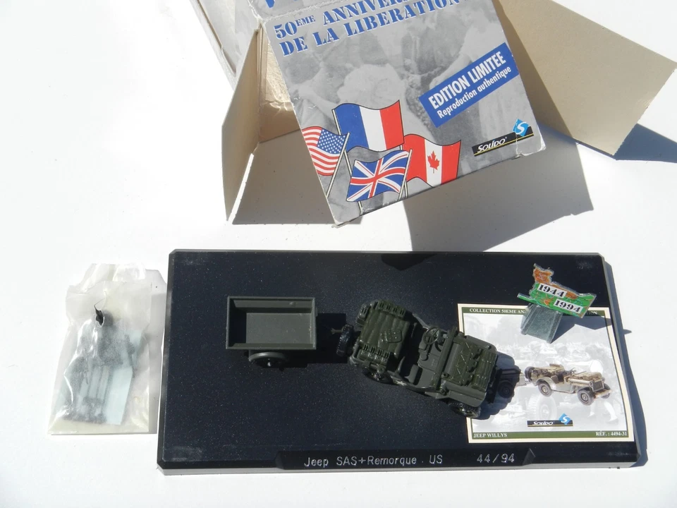 Solido Willys Jeep SAS & Trailer 50th Anniversary Liberation of France 44/94 - Image 4 of 4