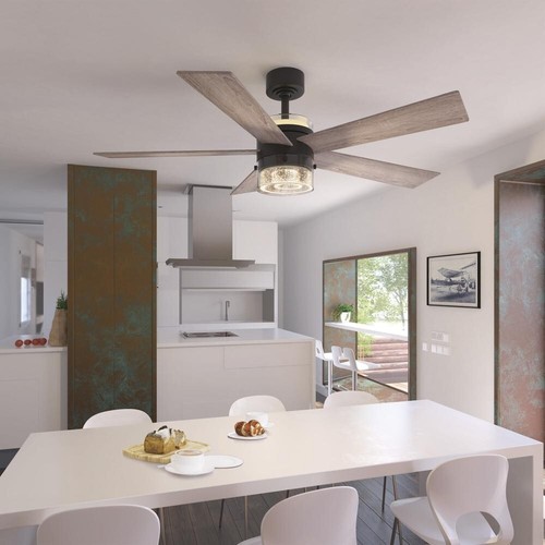 52" New Bronze Indoor Remote Integrated LED Ceiling Fan Clear Acrylic Shade - Picture 12 of 17