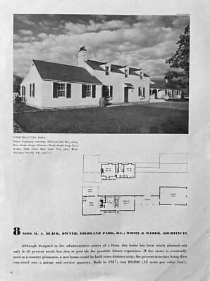 M A Black Home 1938 Highland Park IL White & Weber Architects Cost $9,000