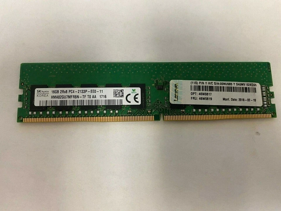 46W0817 46W0819 Lenovo/IBM 2RX8 16GB DDR4 PC4-2133 Unbuffered UDIMM ECC Memory - Image 2 of 4