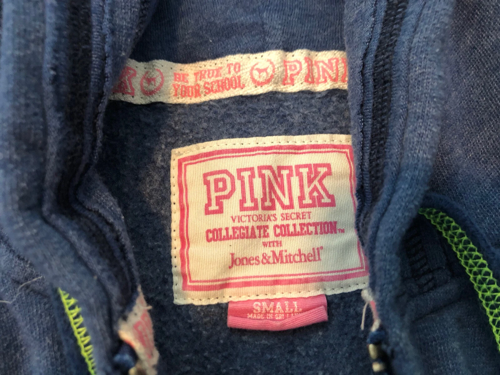 UNDERCOVER Felpa con cappuccio WVU Mountaineers Victoria's Secret rosa donna S blu logo West Virginia