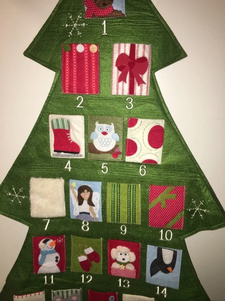 Pottery Barn Kids Tree-Shaped Christmas Advent Calendar Holidays Monogrammed - Image 3 of 4