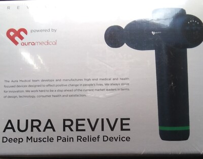 Aura Revive Deep Muscle Pain Relief Device Heat Massage Gun - Sealed New In Box