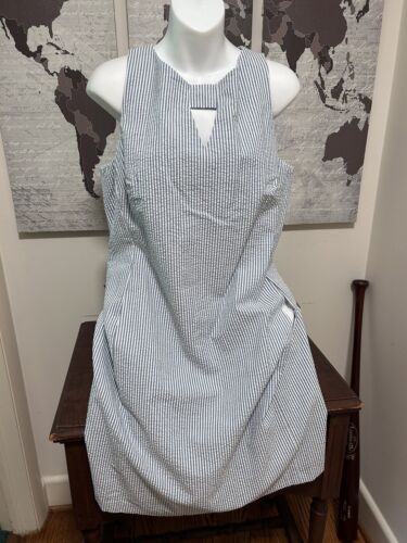 Anne Klein Seersucker Dress Blue & White Size 12 Sleeveless  - 第 1/15 張圖片