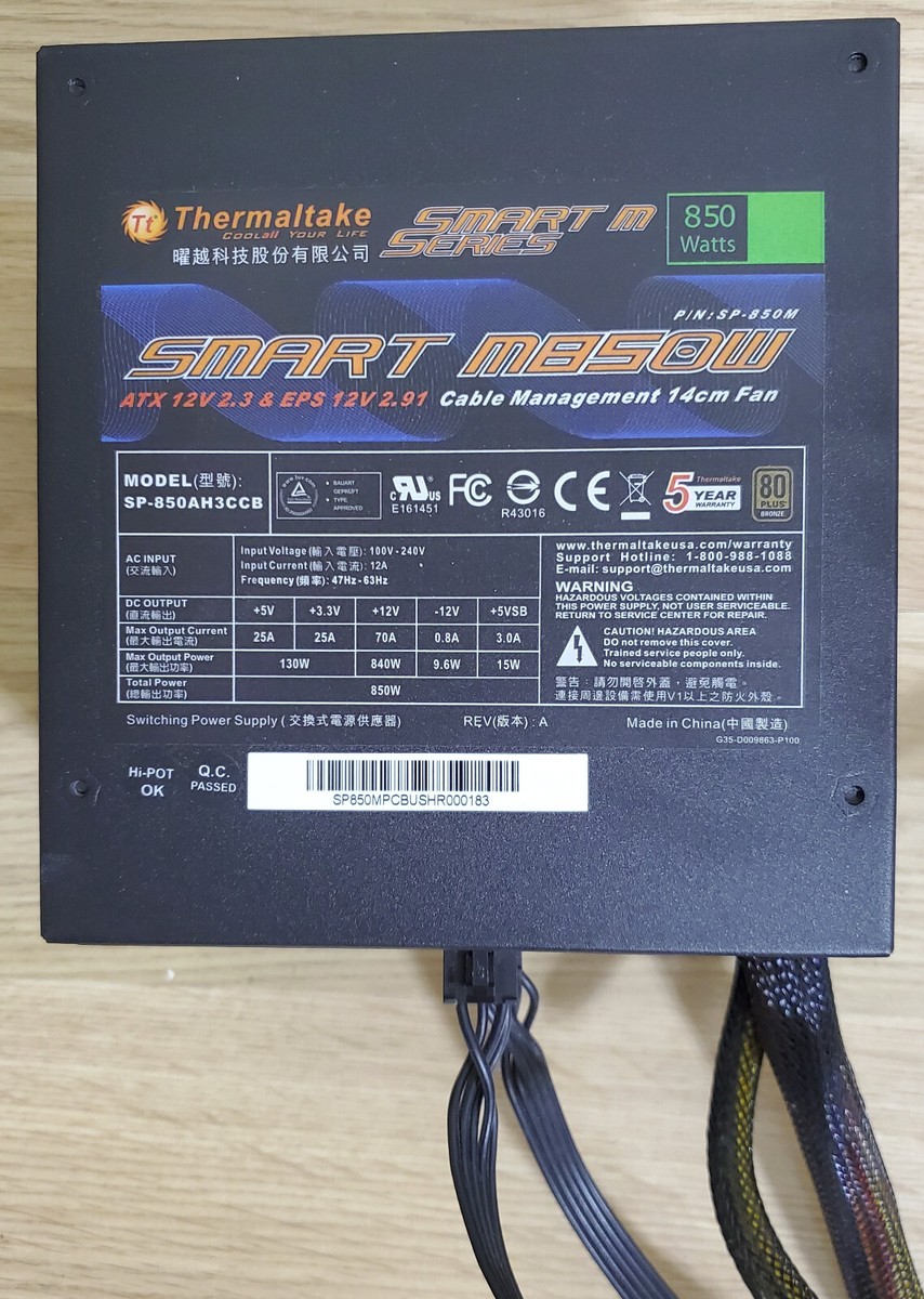 Thermaltake Smart M850W 80 Plus Bronze Power Supply SP-850AH3CCB