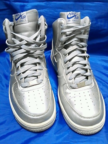 2009 Nike Air Force 1 High Metallic Silver Grey Sz 8 Mens/Youth, Women 9.5 EUC - Picture 3 of 14
