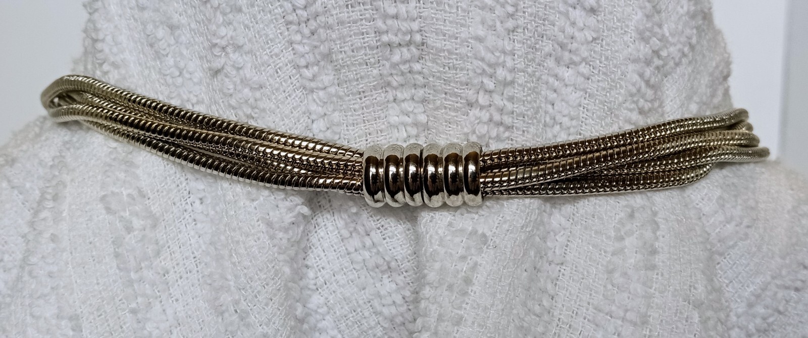Multiple Silvertone Snake Chain Collar Necklace 1… - image 4