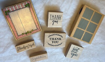 Wooden Rubber Stamps for Thank You, Just for You, Block, Crafts - New/Unused