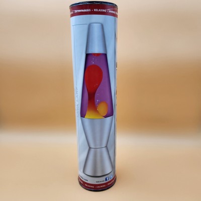 Lava Lite Lamp 14.5'' Yellow Lava/Purple Liquid/Silver Base & Cap New/Sealed