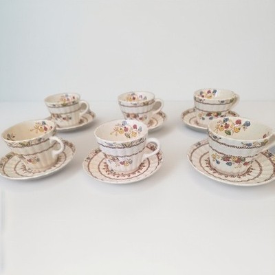 Copeland Spode Spode's Cowslip S.713 Floral Porcelain Cup & Saucer Set 12pc