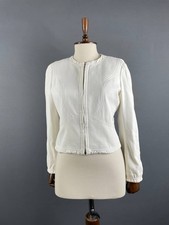 Gucci Womens Jacket Size 40 White Cotton Long Sleeve Full Zipper