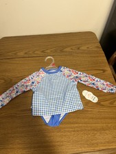 NWT Wonder Nation 18 Month UPF 50+ Swimsuit Set Blue With Flowers