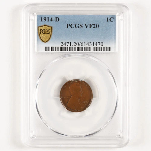 1914-D Key Date Lincoln Wheat Cent 1c VF20 PCGS *Very Eye Appealing Coin!