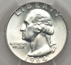 1964-D PCGS MS66 Lustrous Gem BU PQ Washington Silver Quarter